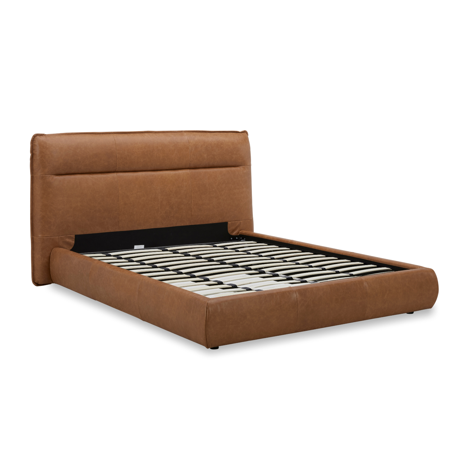 Carlaw Upholstered Platform Bed - Distressed Cognac Leather - Image 3