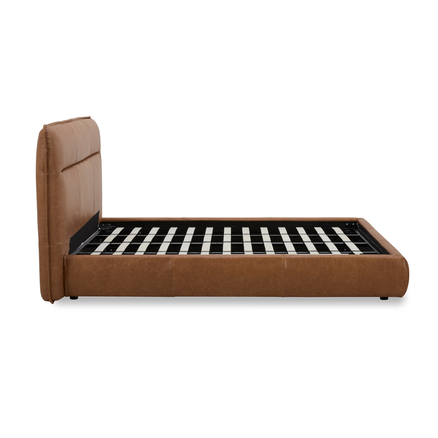 Carlaw Upholstered Platform Bed - Distressed Cognac Leather - Image 5