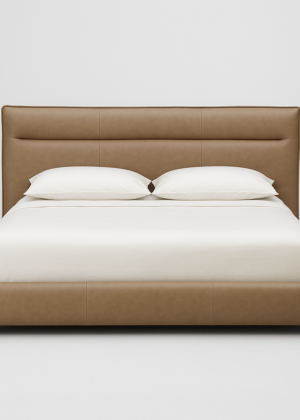 Carlaw Upholstered Platform Bed - Cobblestone Leather