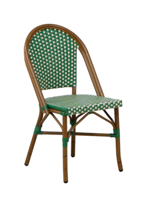 Paris Wicker Side Chair - Green/Ivory