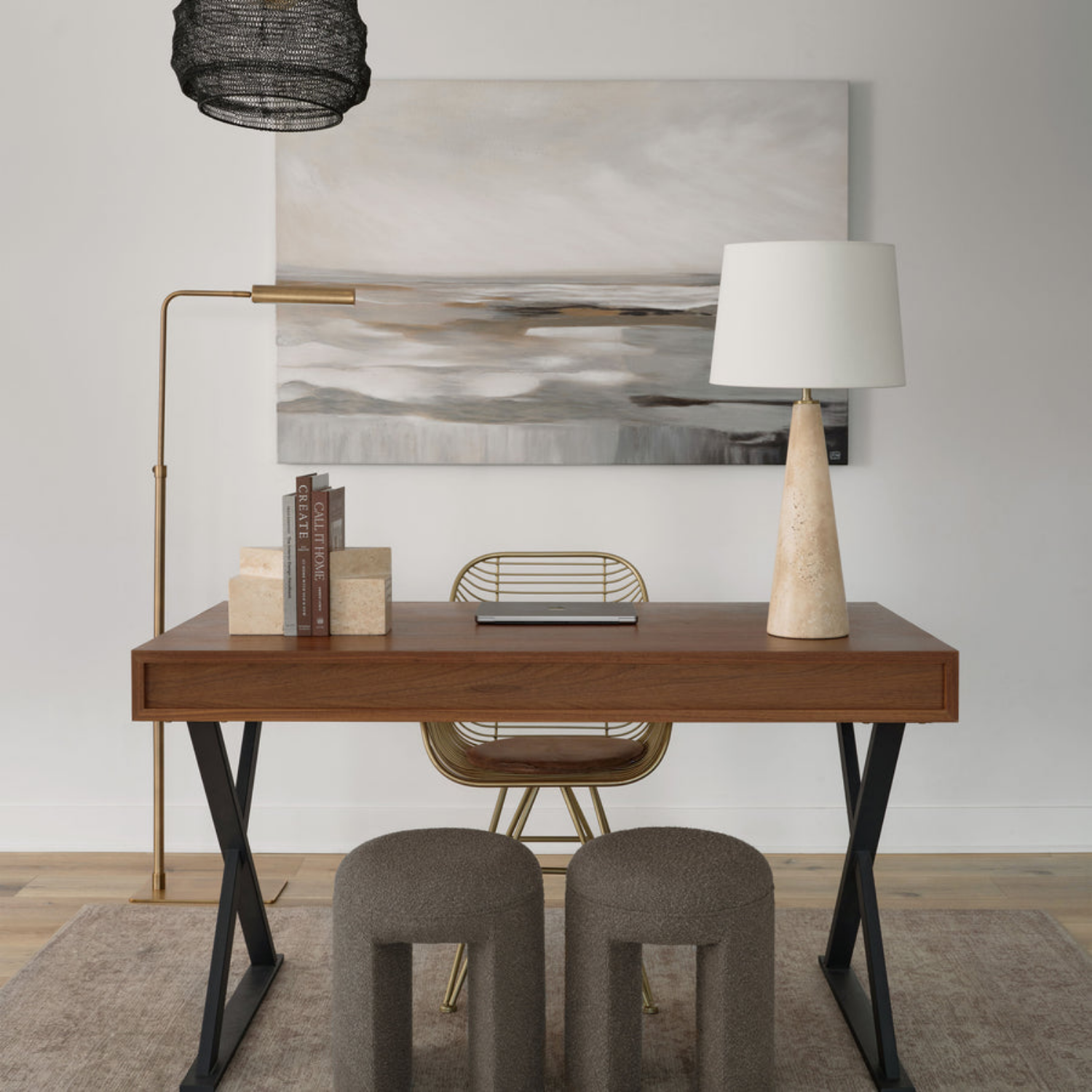 Luna Travertine Table Lamp- Travertine/Natural - Image 4
