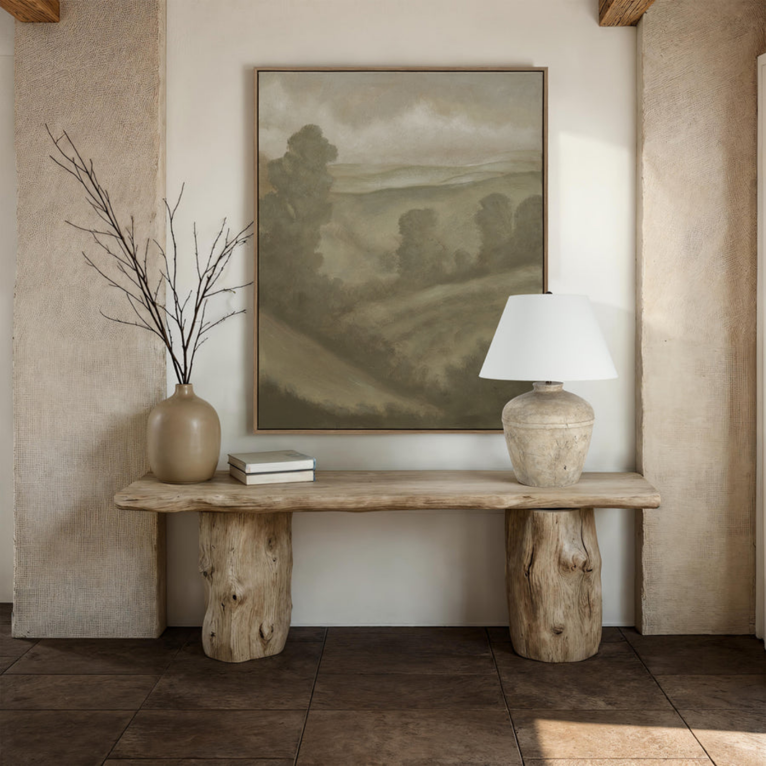 Cove Ceramic Table Lamp- Distressed Brown/Beige - Image 2