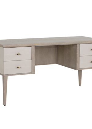 Classic Oak/Leather Desk - Cream Shagreen