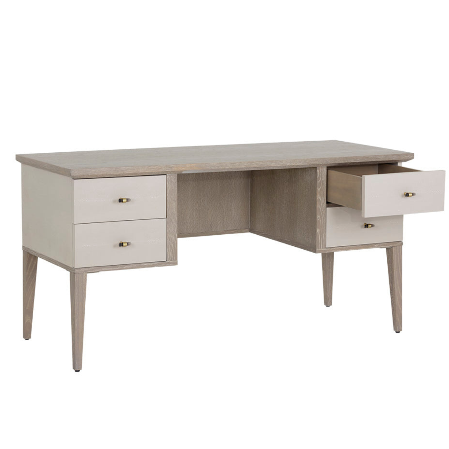 Classic Oak/Leather Desk - Cream Shagreen - Image 3