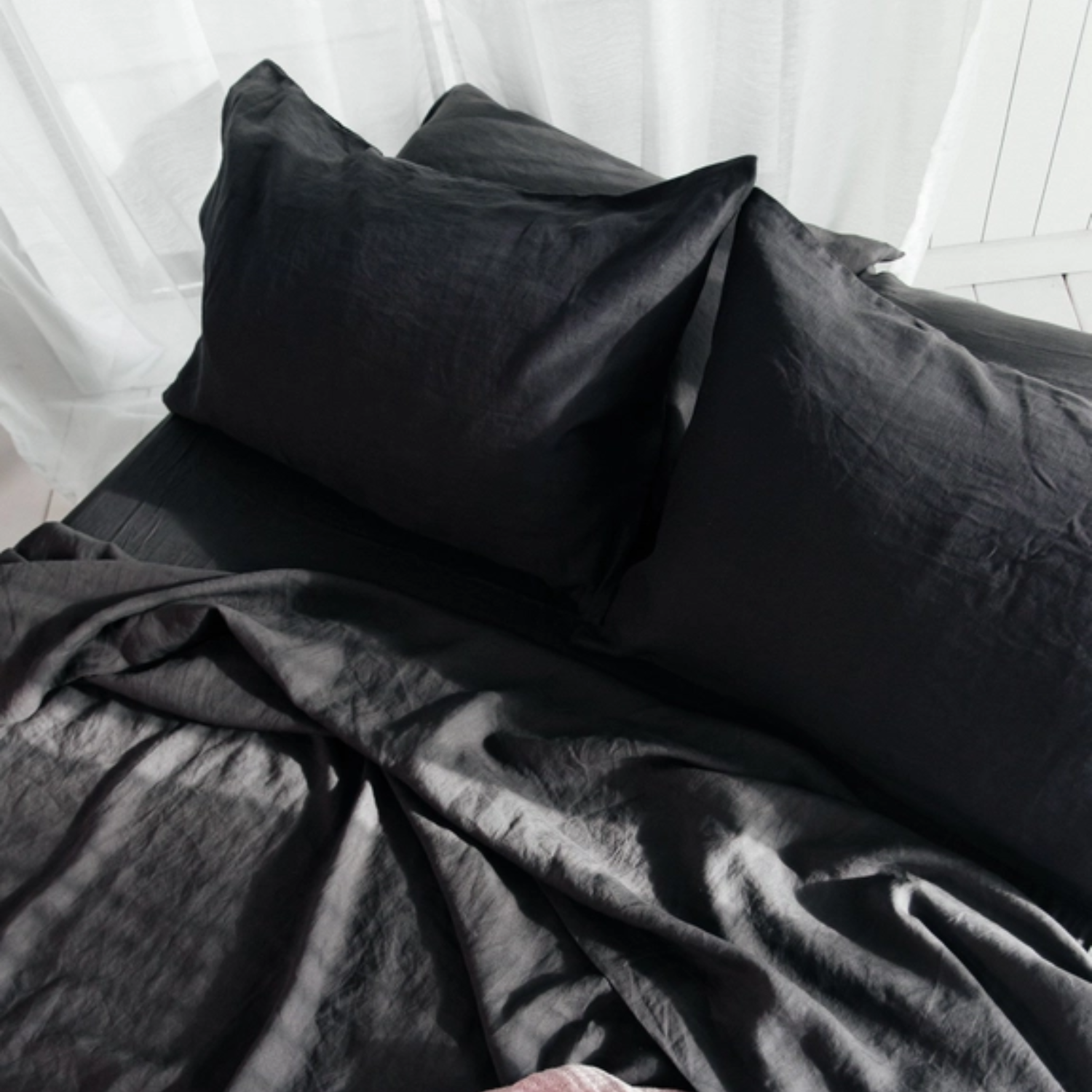 Timmins Dark Grey Linen Sheet Set - Image 3
